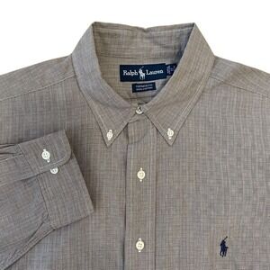 Ralph Lauren Yarmouth Button Down Shirt‎ Men's XL Brown Long Sleeve